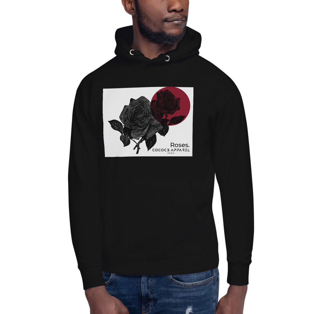 Mens black hoodie deals with roses