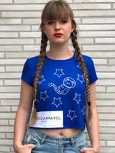 Load image into Gallery viewer, The StellarBlue Space Cat Cropped T-Shirt
