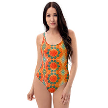 Load image into Gallery viewer, One-Piece Swimsuit Orange Mandala
