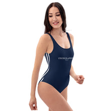 Load image into Gallery viewer, One-Piece Swimsuit Navy (back) Striped
