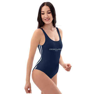 One-Piece Swimsuit Navy (back) Striped