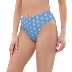 Blue Flower High-Waisted Bikini Bottom