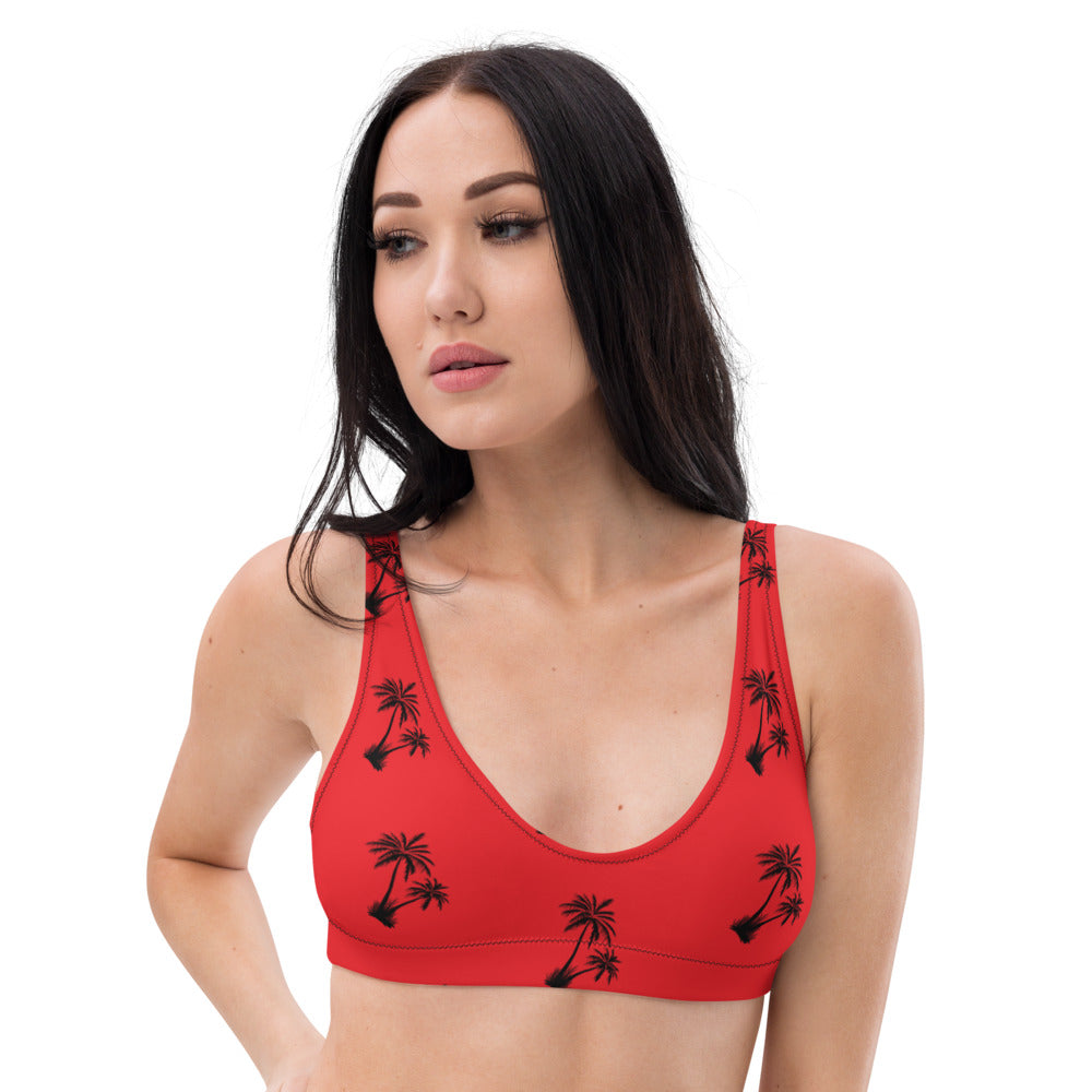 Red Palm Recyled Padded Bikini Top