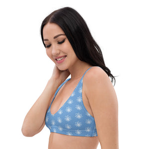 Top per bikini imbottito fiore azzurro riciclato