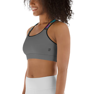 Grey Mandala Yoga Sports Bra