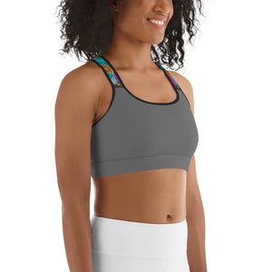 Grey Mandala Yoga Sports Bra