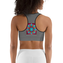 Load image into Gallery viewer, Grey Mandala Yoga Sports Bra
