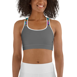 Grey Mandala Yoga Sports Bra