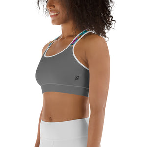 Grey Mandala Yoga Sports Bra