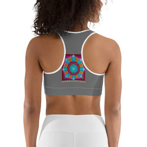 Reggiseno sportivo yoga grigio mandala