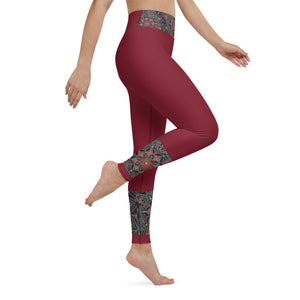 Leggings yoga rouge mandala