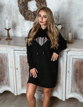 Load image into Gallery viewer, Women&#39;s Black Hoodie Dress (heart)
