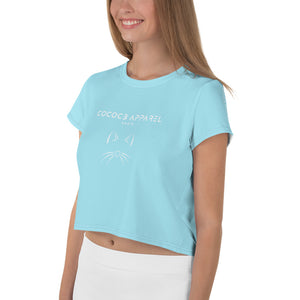 T-shirt court chaton bleu turquoise