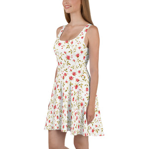 Robe skater blanche femmes (fleurie2)