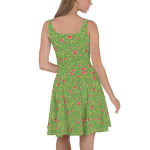 Robe skater vert feuille femmes (fleurie2)