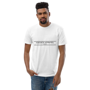 Men's Short Sleeve Classic Black on White T-Shirt (lines)