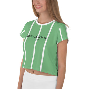 T-shirt court et rayé femme (vert feuille)