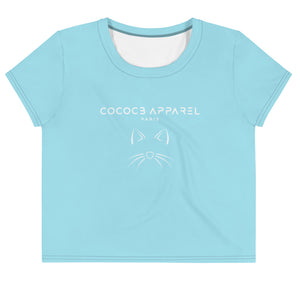 T-shirt court chaton bleu turquoise