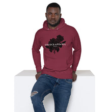 Load image into Gallery viewer, Men&#39;s Burgundy Hoodie (black roses)
