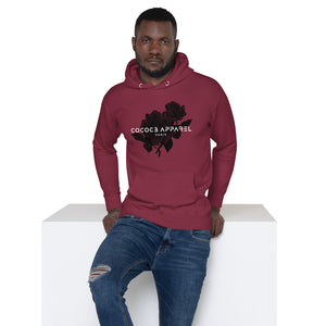 Men's Burgundy Hoodie (black roses)