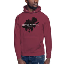 Load image into Gallery viewer, Men&#39;s Burgundy Hoodie (black roses)
