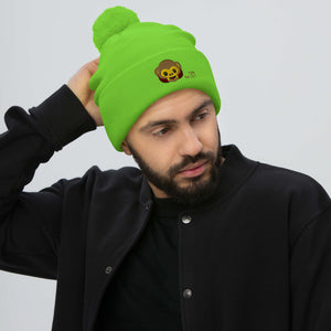 Berretto verde neon con pom-pom