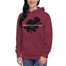 Charger l&#39;image dans la galerie, Sweat à capuche bordeaux femmes (roses noires)
