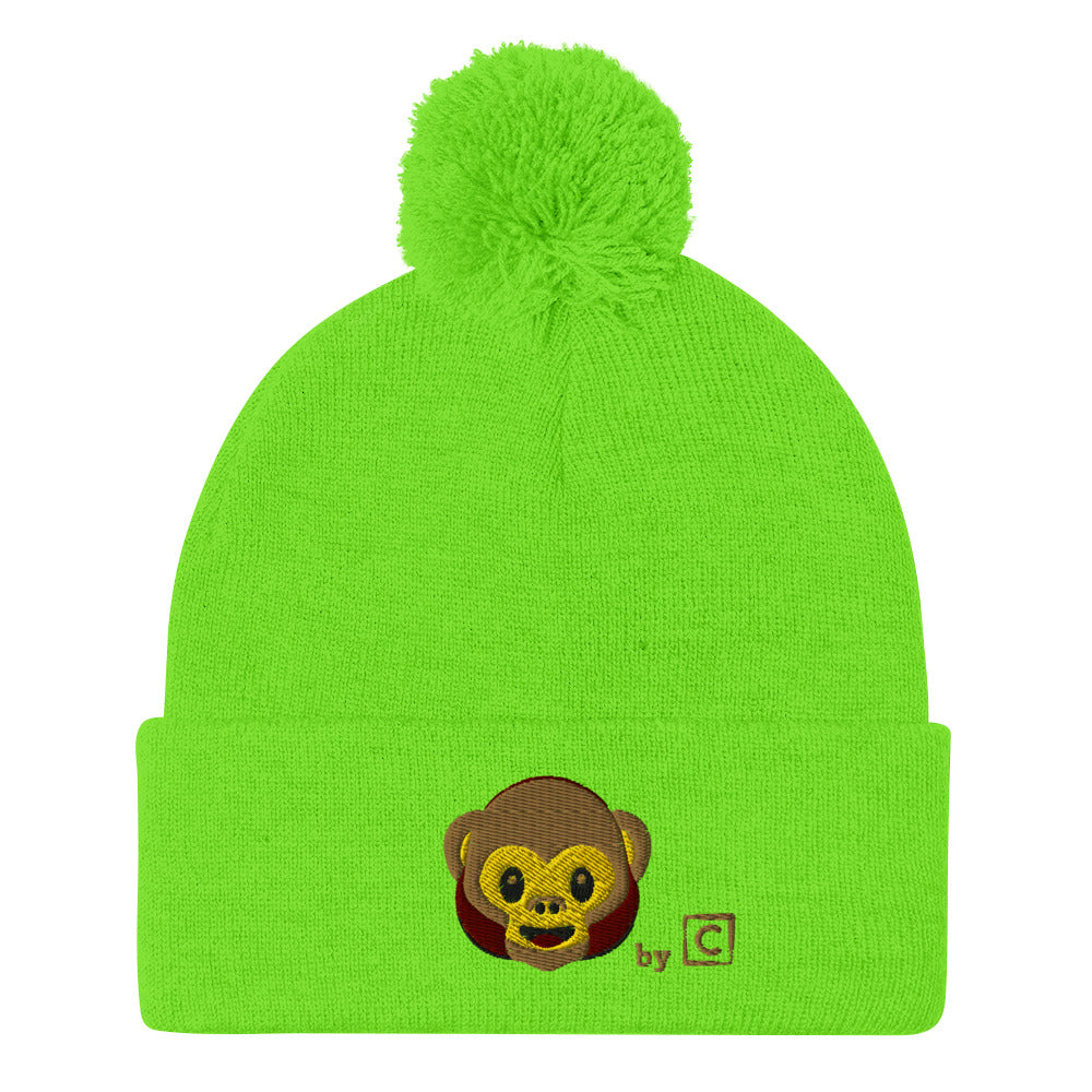 Berretto verde neon con pom-pom