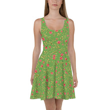 Load image into Gallery viewer, Women&#39;s Leaf Green Skater Dress (floral2)
