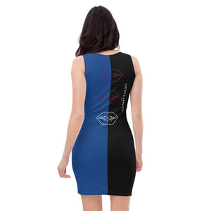 Robe courte noire/bleu nocturne femmes (bisous)