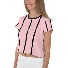 Load image into Gallery viewer, Women&#39;s Cropped and Striped T-Shirt (soft pink)
