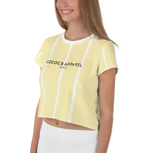 T-shirt court et rayé femme (jaune)