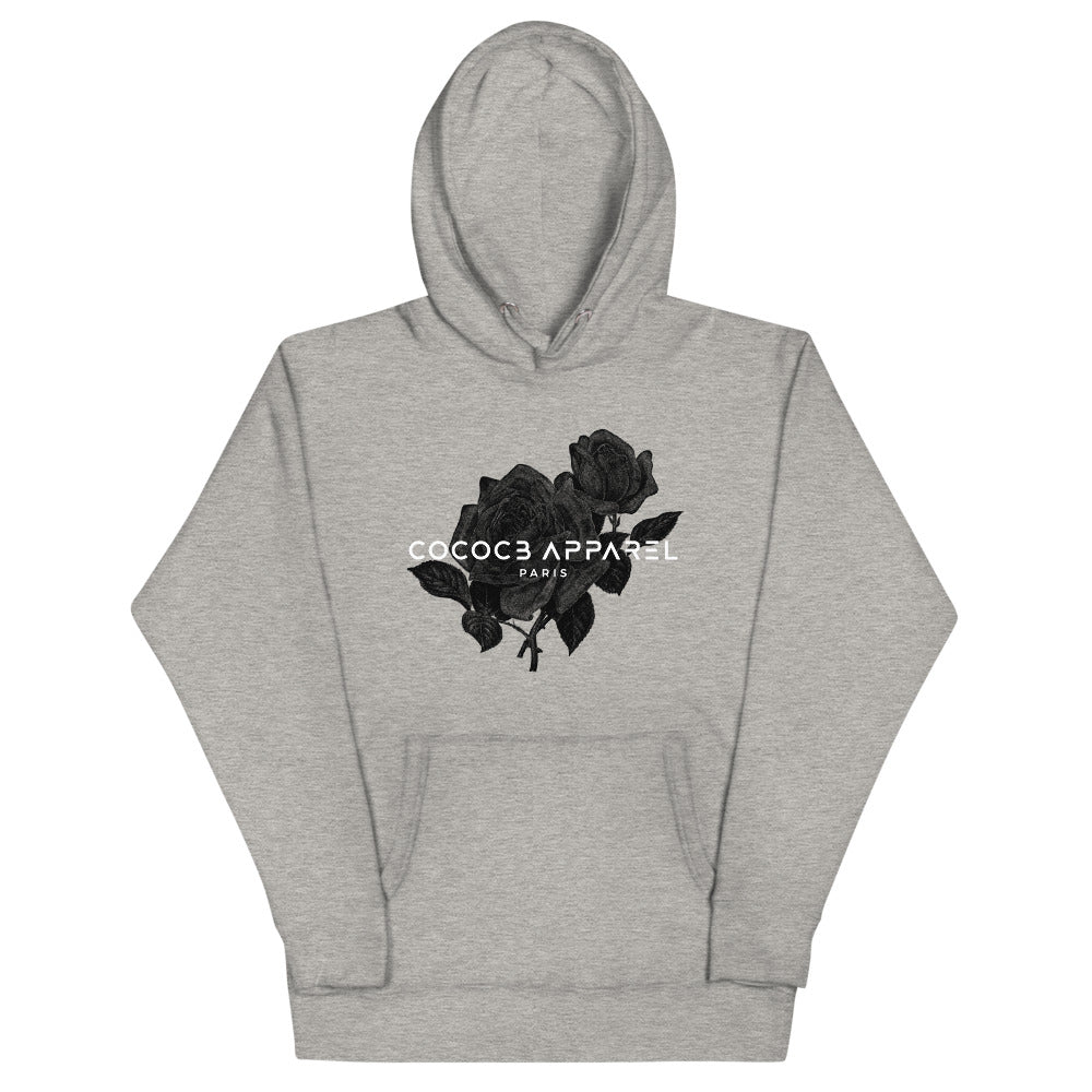 Sweat à capuche gris femmes (roses noires)