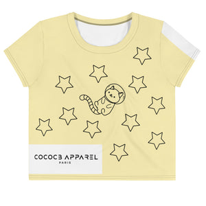 T-shirt court Chat spatial jaune