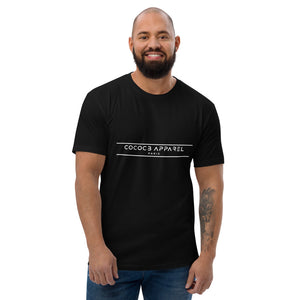 Men's Short Sleeve Classic White on Black T-Shirt (lines)