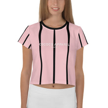 Load image into Gallery viewer, Women&#39;s Cropped and Striped T-Shirt (soft pink)
