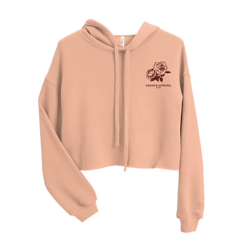 Women's Cropped Cut Embroidered Hoodie (rose)