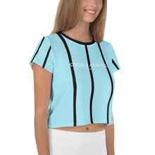 Load image into Gallery viewer, Women&#39;s Cropped and Striped T-Shirt (sky blue)
