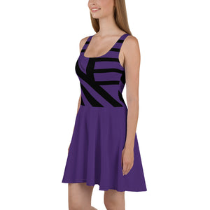 Robe skater pourpre femmes (motif à lignes noires)