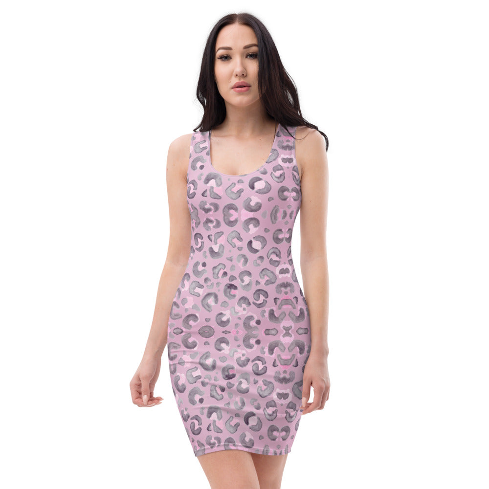 Robe courte rose femmes (imprimé leopard3)