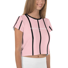 Load image into Gallery viewer, Women&#39;s Cropped and Striped T-Shirt (soft pink)
