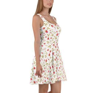 Robe skater blanche femmes (fleurie2)