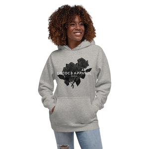 Women's Grey Hoodie (black roses)