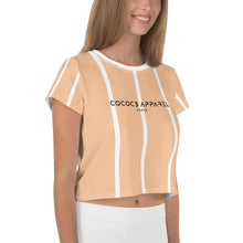 Load image into Gallery viewer, Women&#39;s Cropped and Striped T-Shirt (grapefruit)
