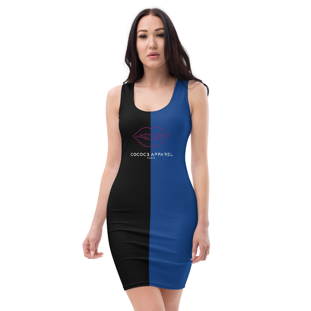 Robe courte noire/bleu nocturne femmes (bisous)