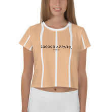 Load image into Gallery viewer, Women&#39;s Cropped and Striped T-Shirt (grapefruit)
