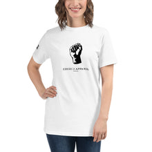 Load image into Gallery viewer, BLM Unisex Organic White T-Shirt (Fist)
