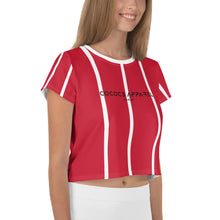 Load image into Gallery viewer, Women&#39;s Cropped and Striped T-Shirt (red)
