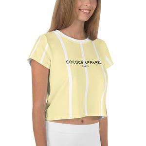 T-shirt court et rayé femme (jaune)