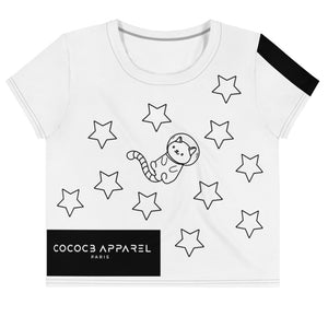 The StellarWhite SpaceCat Cropped T-Shirt